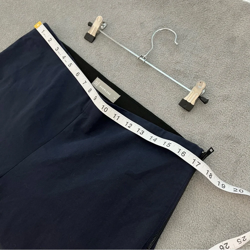 EVERLANE Side Zip Pant Cotton stretch Pant Navy Slim Fit High Waist‎ size 14